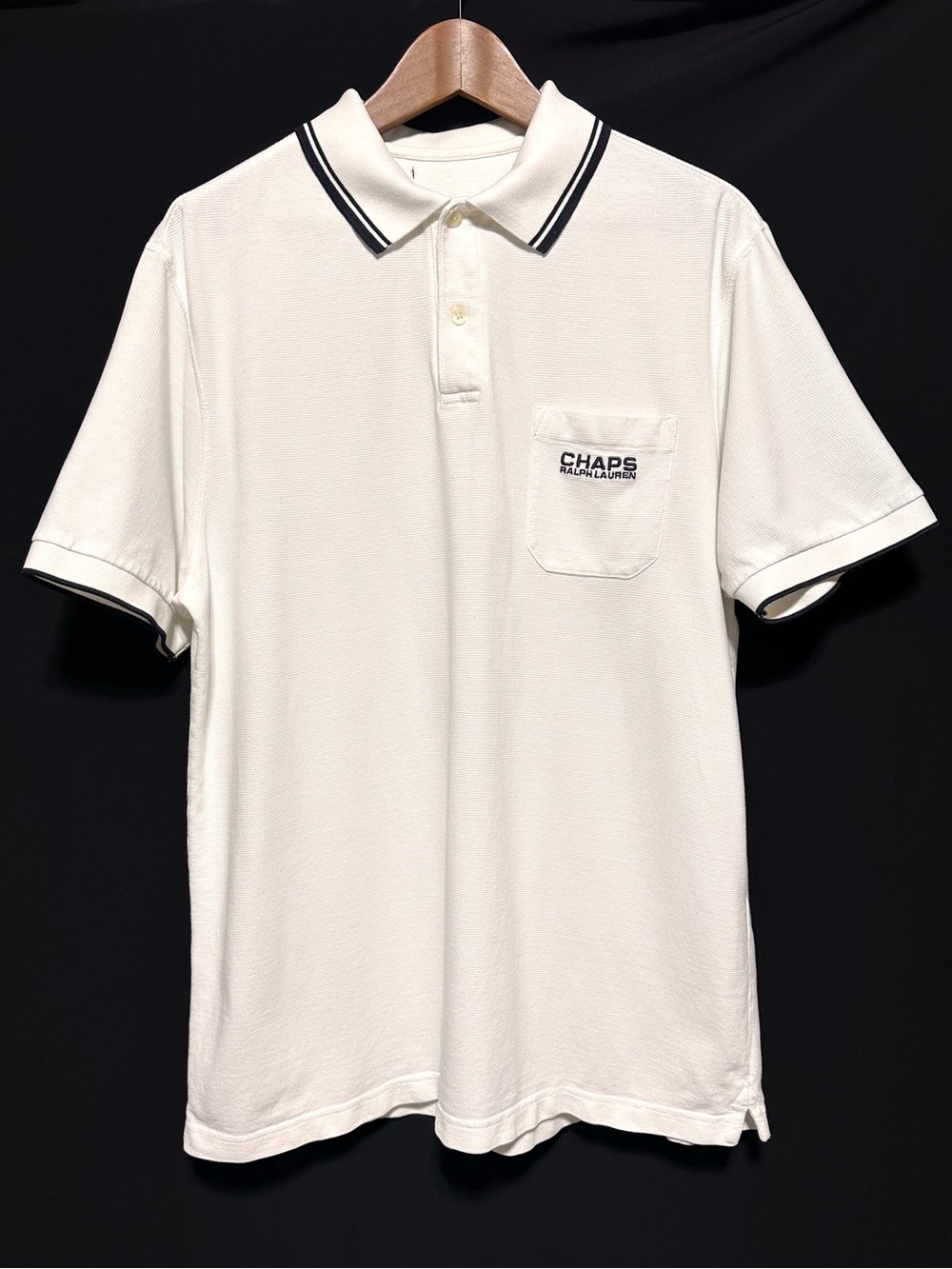 Chaps Ralph Lauren Pocket Logo Polo Shirt White Pique Preppy Men’s XL